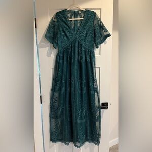 Pinkblush Teal Lace Maxi Dress